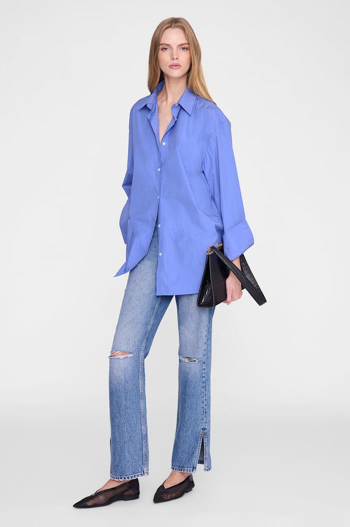 ANINE BING Plaza Shirt - Lavanda Blue - on model front