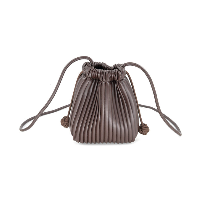 BK Pleated Drawstring Cellphone Bag in Chocolate available at Barbara Katz