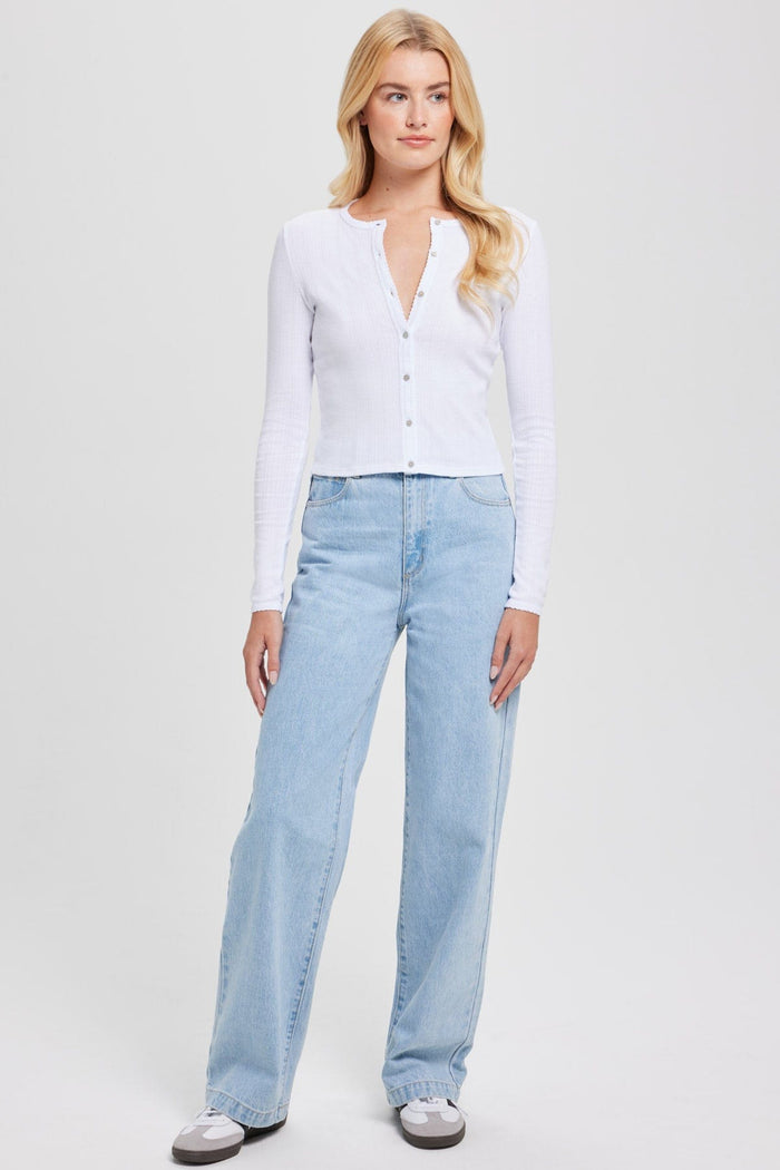 Goldie Pointelle Crop Cardigan available at Barbara Katz