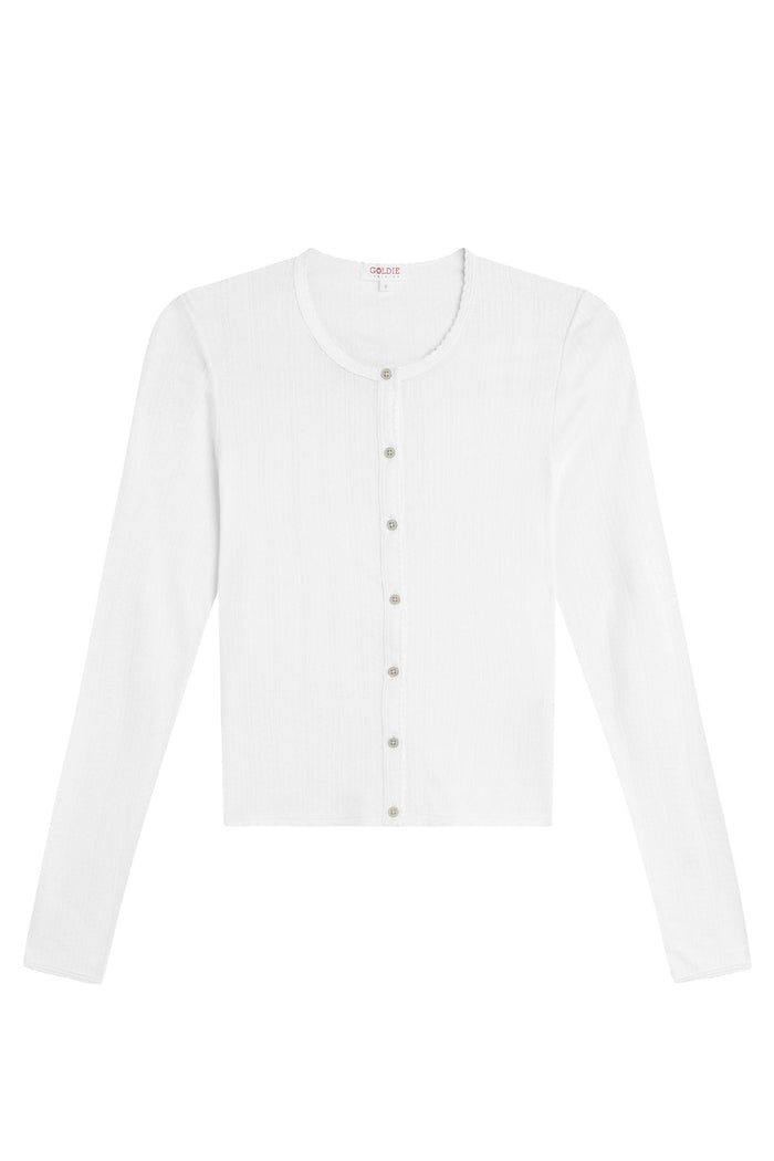 Goldie Pointelle Crop Cardigan available at Barbara Katz