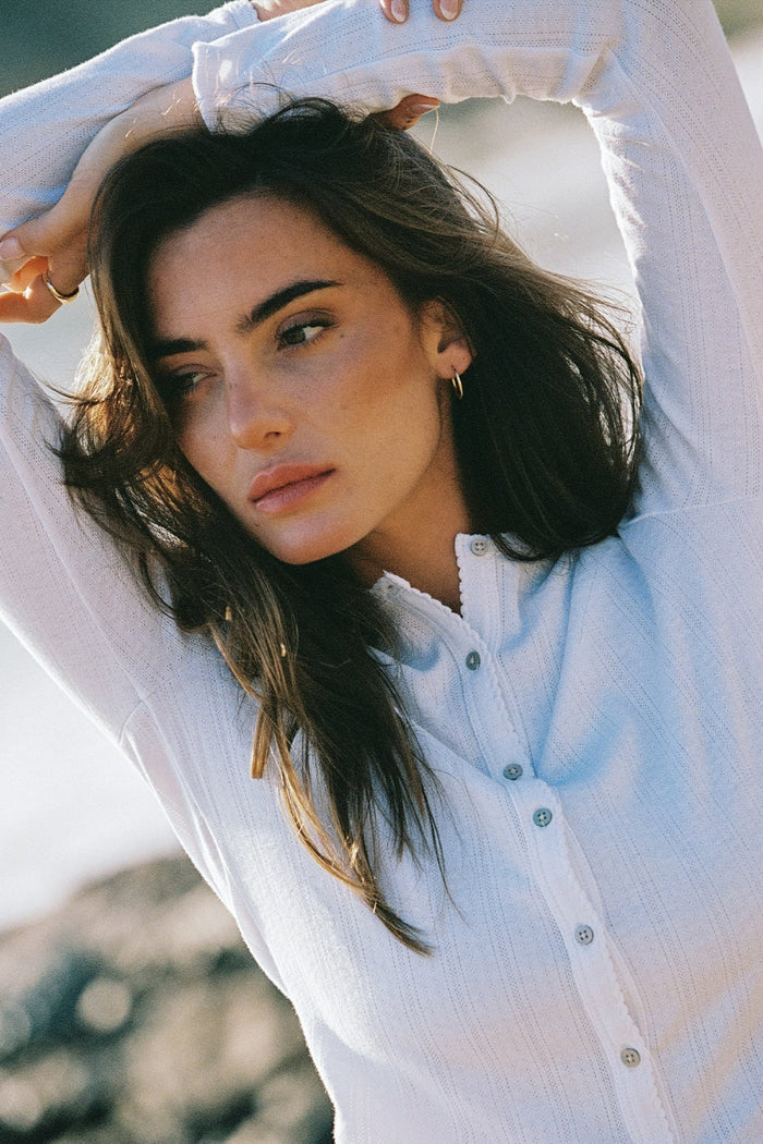 Goldie Pointelle Crop Cardigan available at Barbara Katz