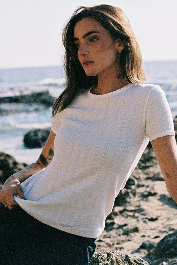 Goldie Pointelle Tee available at Barbara Katz