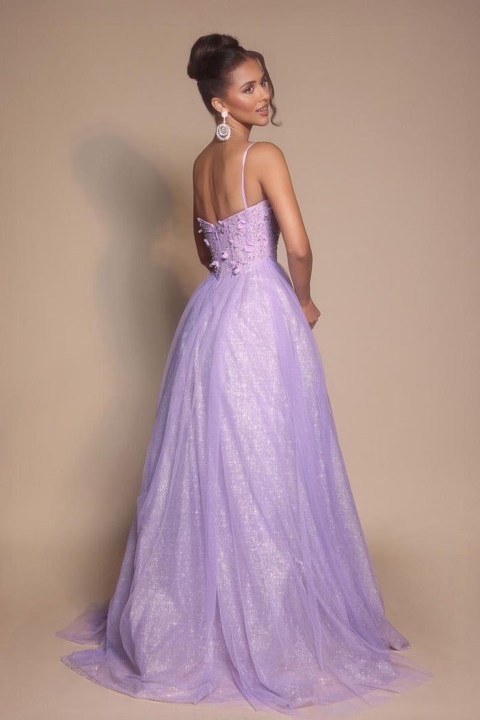 Portia and Scarlett 3D Floral Sparkle Tulle Ballgown Prom Dress PS26146