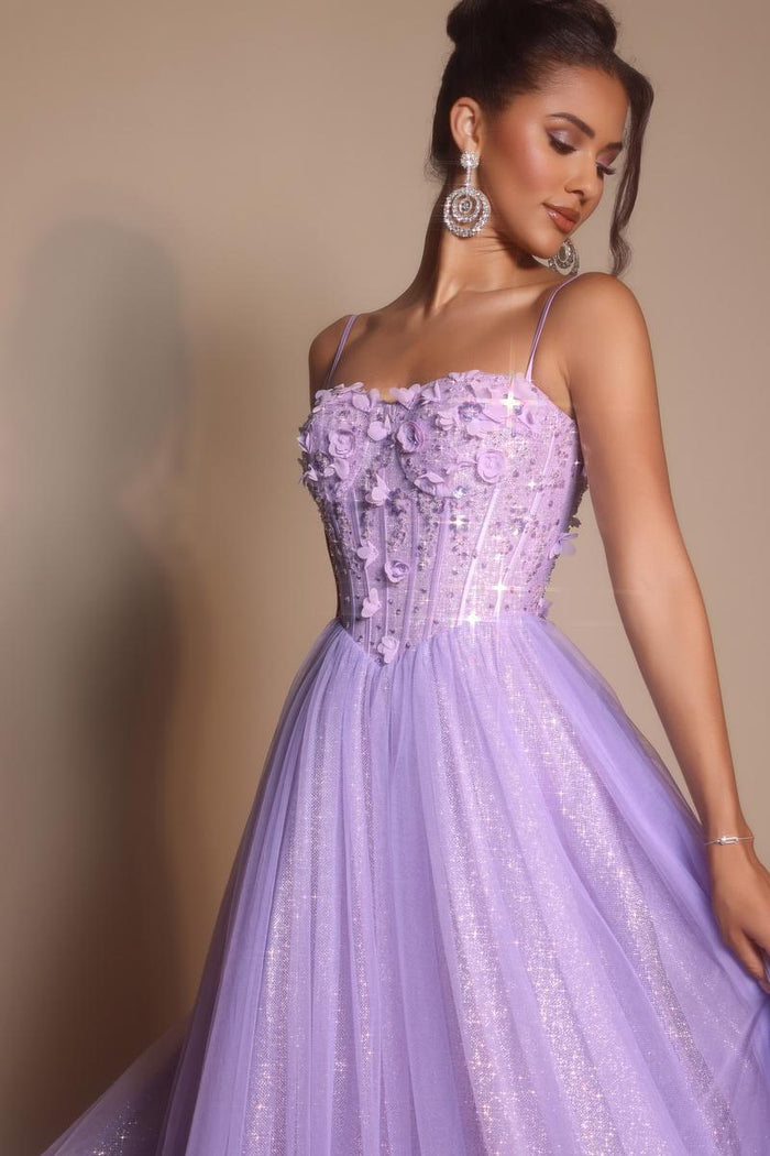 Portia and Scarlett 3D Floral Sparkle Tulle Ballgown Prom Dress PS26146