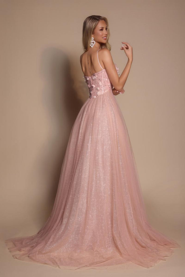 Portia and Scarlett 3D Floral Sparkle Tulle Ballgown Prom Dress PS26146