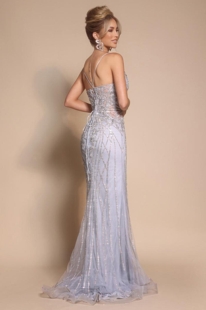 Portia and Scarlett Beaded Plunging Illusion Prom Dress PS26033