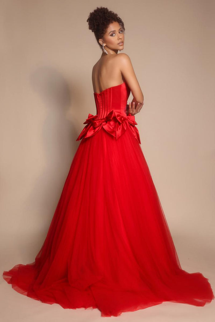 Portia and Scarlett Corset Ballgown Prom Dress with Bows PS26102