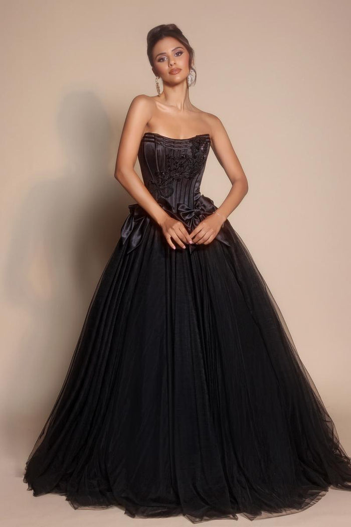 Portia and Scarlett Corset Ballgown Prom Dress with Bows PS26102