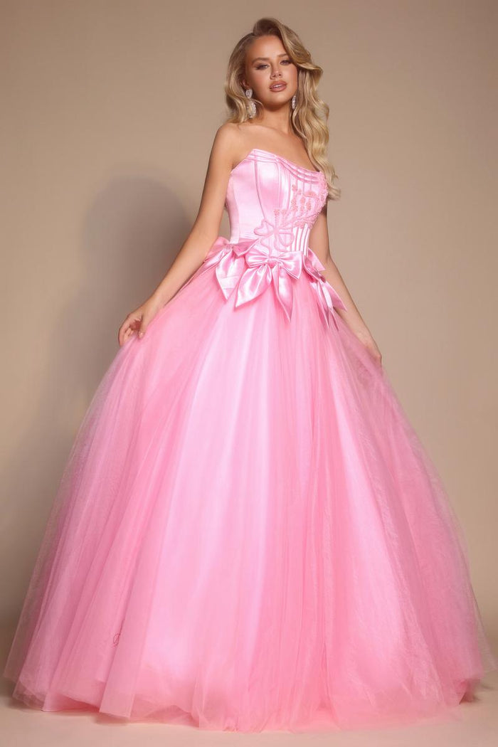 Portia and Scarlett Corset Ballgown Prom Dress with Bows PS26102