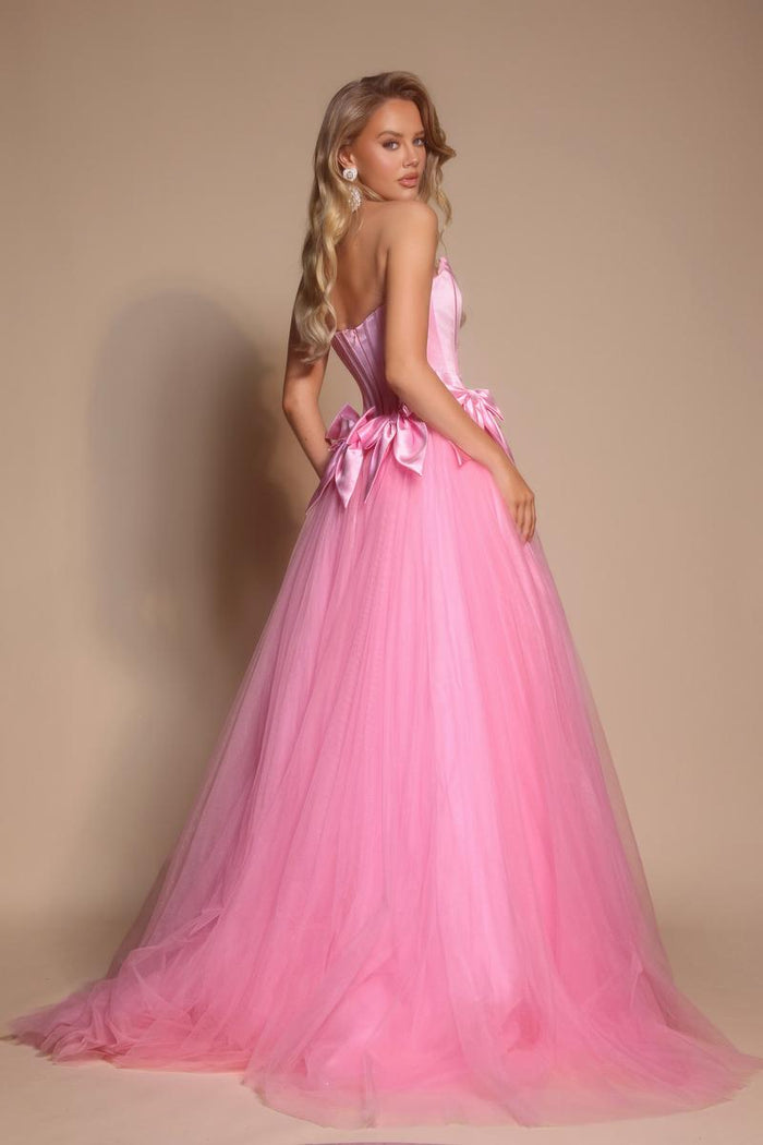 Portia and Scarlett Corset Ballgown Prom Dress with Bows PS26102