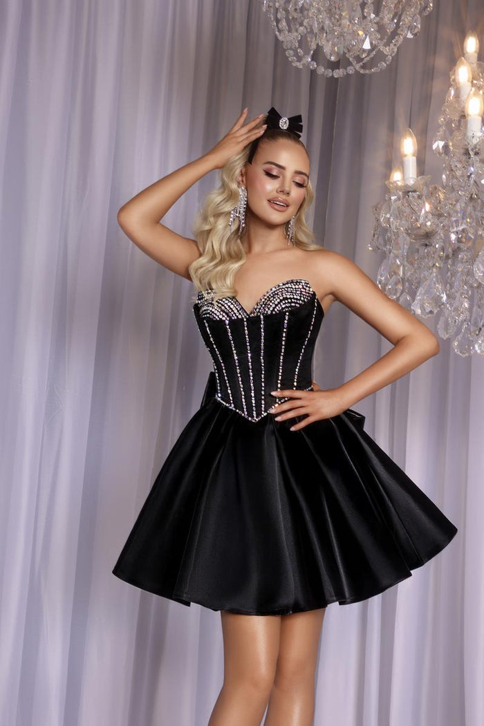 Portia and Scarlett Corset Bow HoCo Dress PS25706