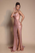 Portia and Scarlett Cowl Neck Open Back Prom Dress PS26068