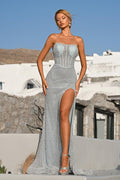Portia and Scarlett Fitted Pearl-Embellished Prom Dress PS26173