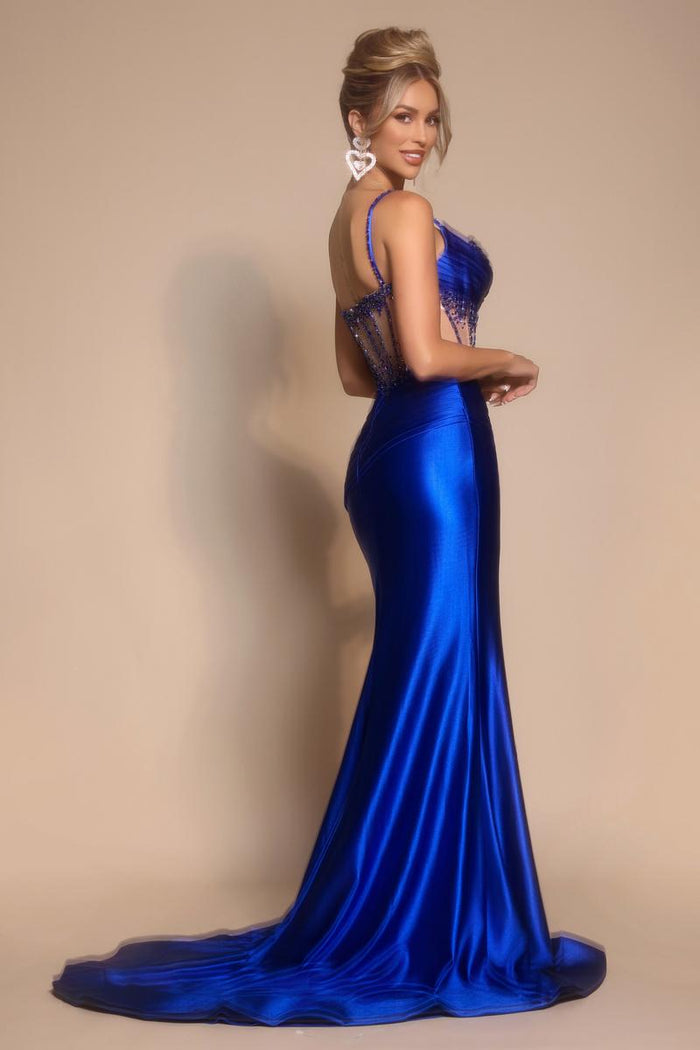 Portia and Scarlett Fitted Sheer Corset Prom Dress PS26158