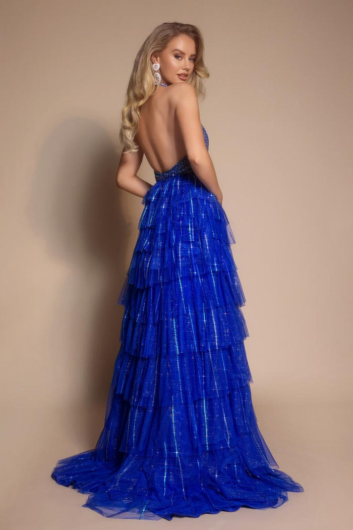 Portia and Scarlett Plunging Halter Top Prom Dress PS26117