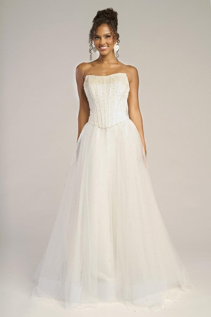 Portia and Scarlett Strapless A-line Corset Prom Dress PS26034