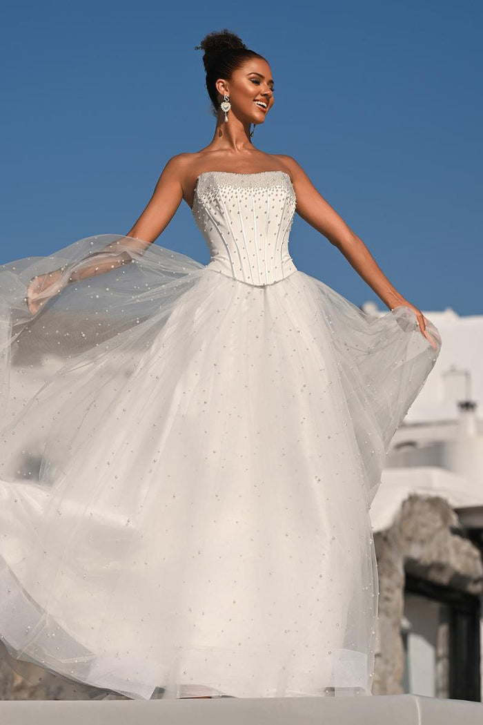Portia and Scarlett Strapless A-line Corset Prom Dress PS26034