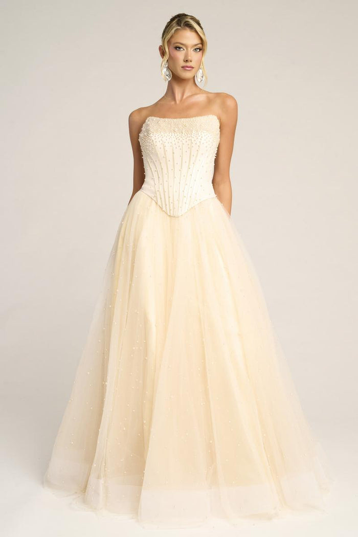 Portia and Scarlett Strapless A-line Corset Prom Dress PS26034
