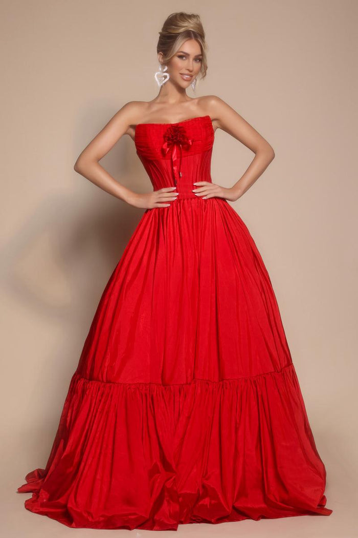 Portia and Scarlett Strapless Bow Prom Dress PS26148