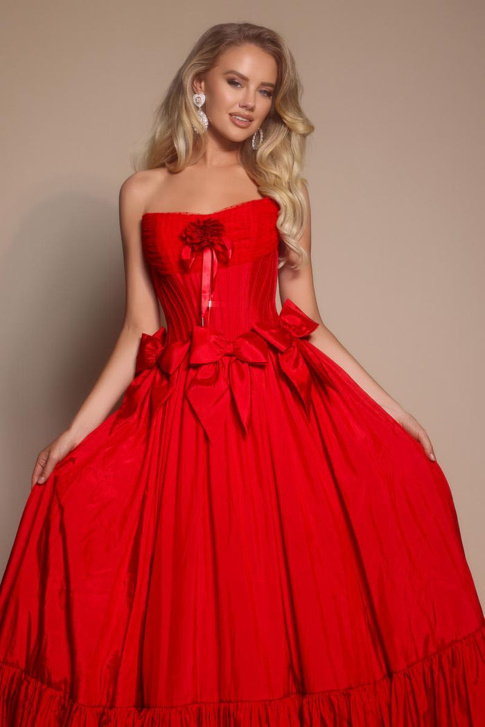 Portia and Scarlett Strapless Bow Prom Dress PS26148