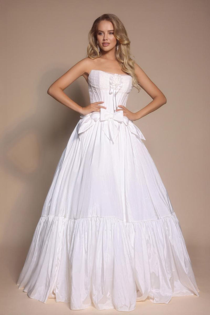 Portia and Scarlett Strapless Bow Prom Dress PS26148