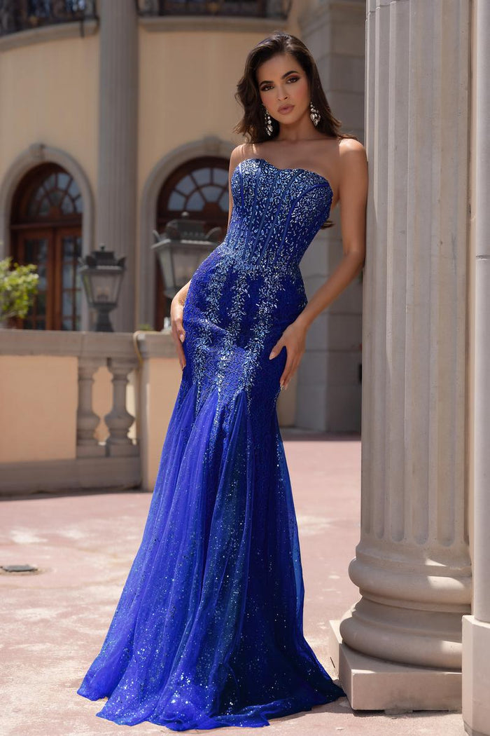 Portia and Scarlett Strapless Embellished Prom Dress PS25169
