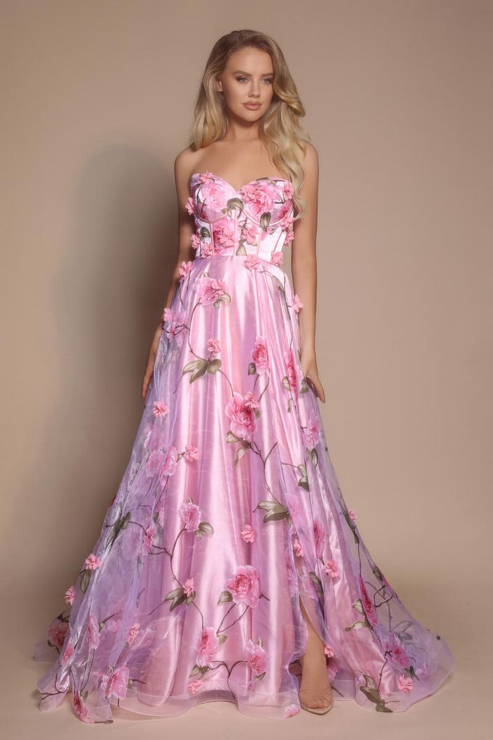Portia and Scarlett Strapless Floral A-line Prom Dress PS26180