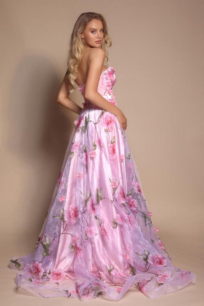 Portia and Scarlett Strapless Floral A-line Prom Dress PS26180