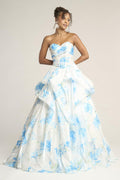 Portia and Scarlett Strapless Floral Ball Gown Prom Dress PS26083