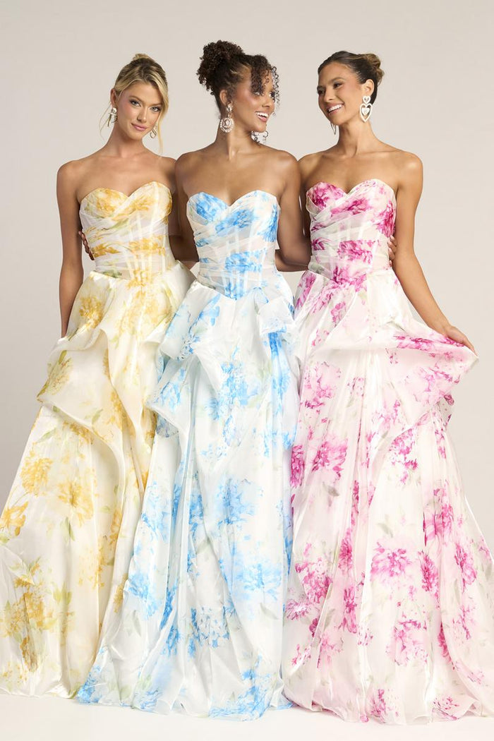 Portia and Scarlett Strapless Floral Ball Gown Prom Dress PS26083