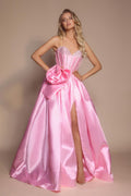 Portia and Scarlett Strapless Rosette Ball Gown Prom Dress PS26079