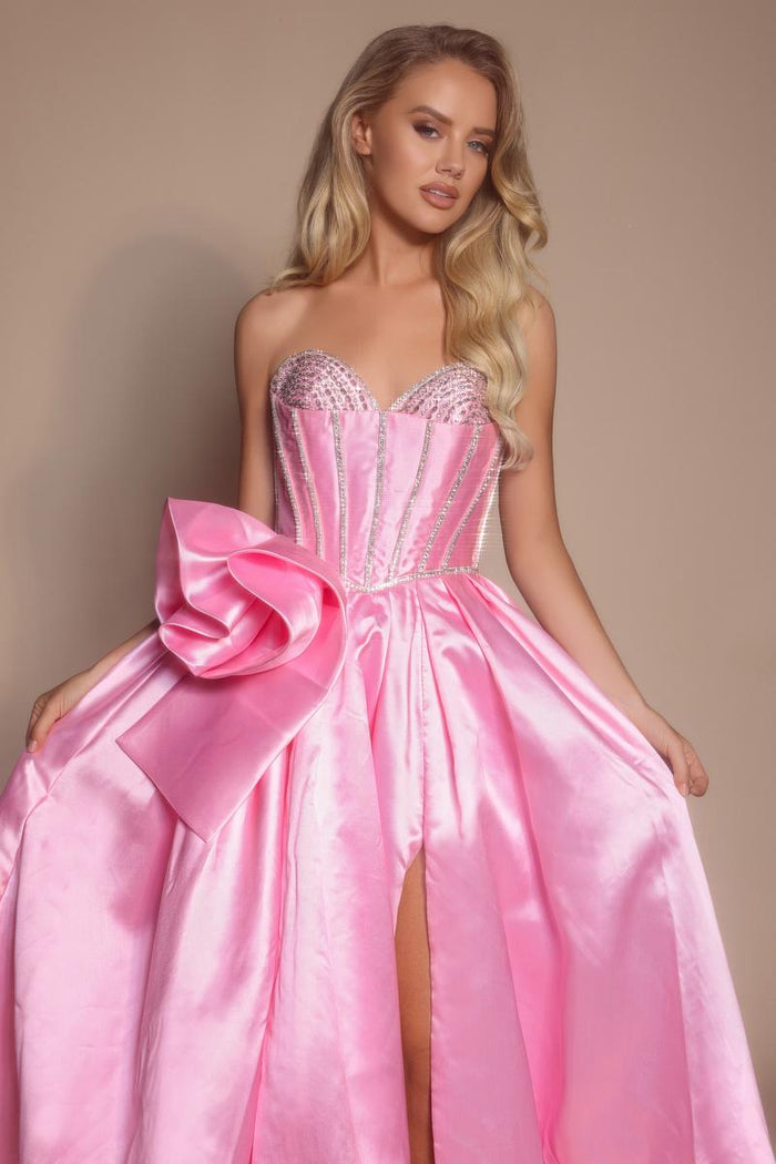 Portia and Scarlett Strapless Rosette Ball Gown Prom Dress PS26079