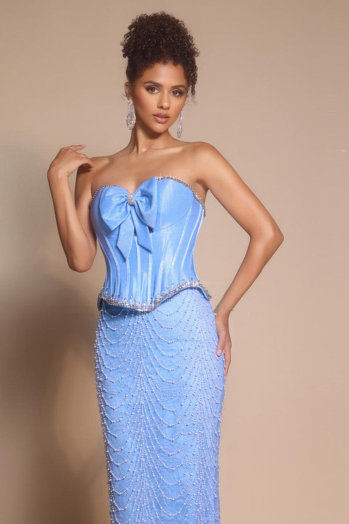 Portia and Scarlett Two Piece Corset Bow Prom Dress PS26054