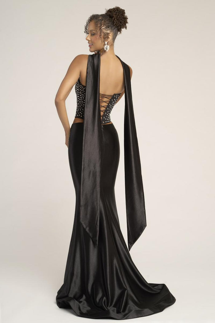 Portia and Scarlett Two Piece Corset Prom Dress with Scarf PS26042