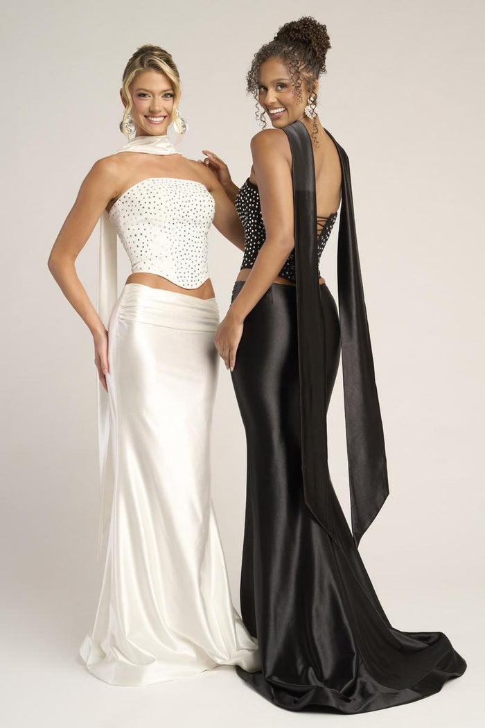 Portia and Scarlett Two Piece Corset Prom Dress with Scarf PS26042