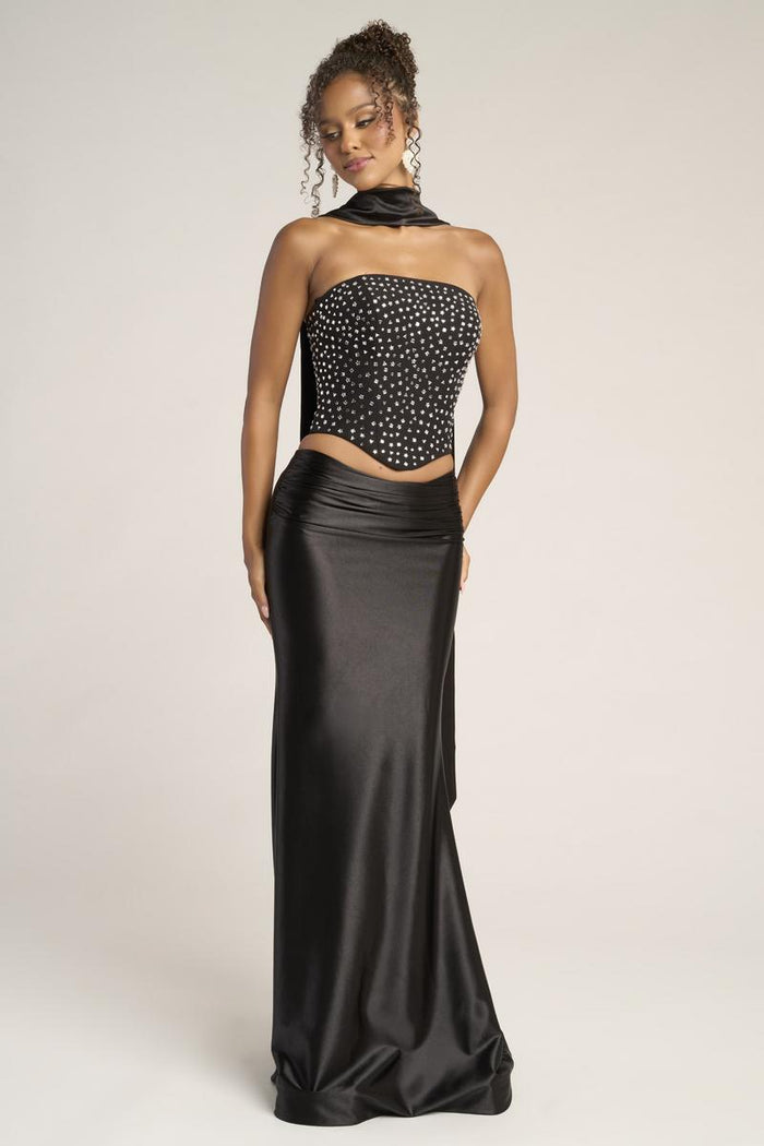 Portia and Scarlett Two Piece Corset Prom Dress with Scarf PS26042