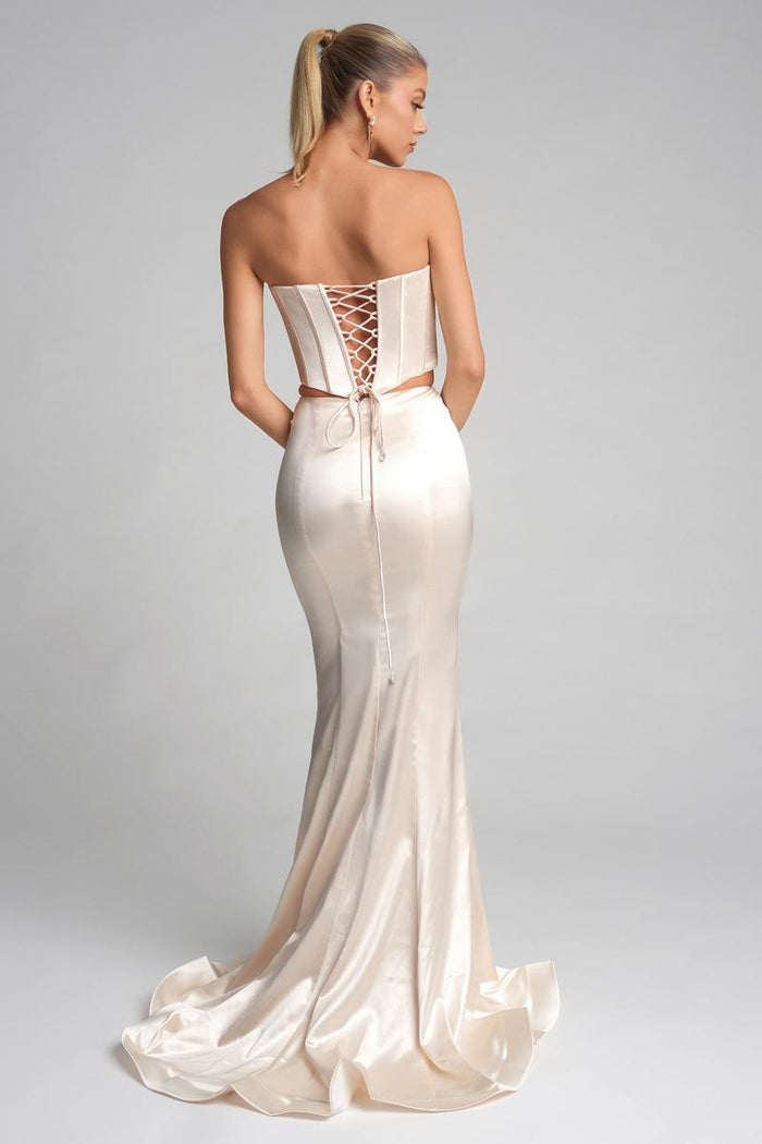 Portia and Scarlett Two Piece Satin Corset Prom Dress PS26170