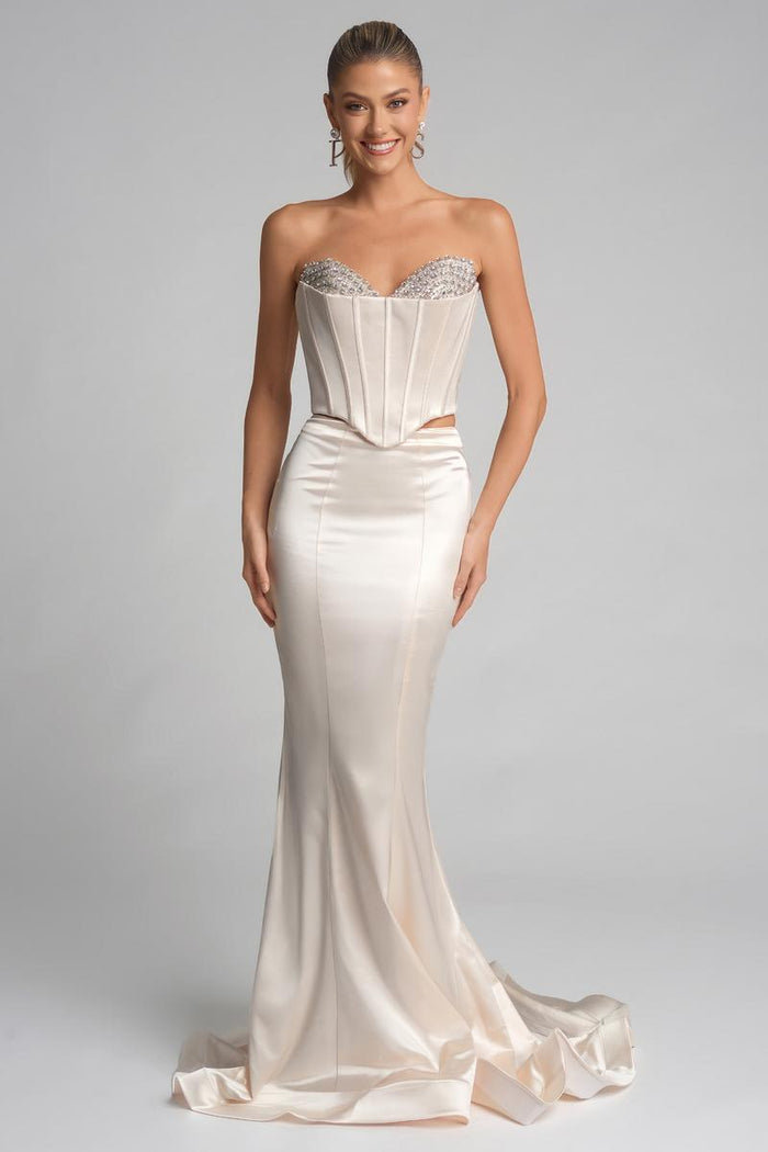 Portia and Scarlett Two Piece Satin Corset Prom Dress PS26170