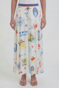 Oui Post Card Skirt in White/Red available at Barbara Katz