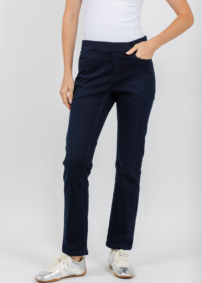 Wonderjeans Pull-On Ankle Jean 27" in Blue Used available at Barbara Katz