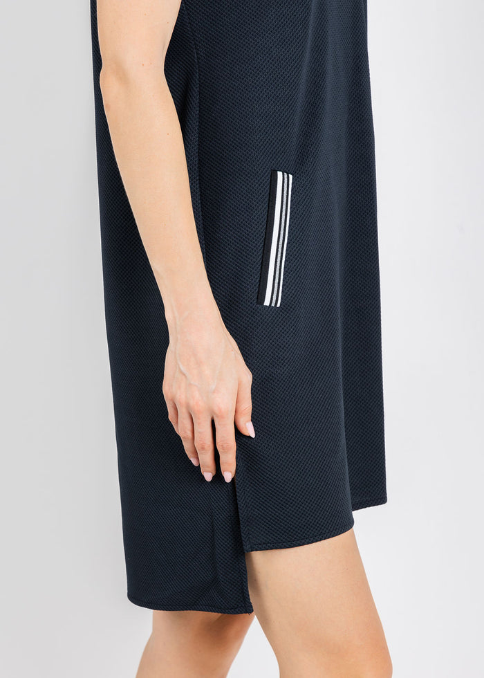 Peace of Cloth Quinn Zip Dress in Navy available at Barbara Katz