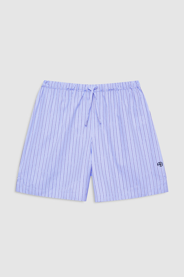 ANINE BING Ramy Short - Blue Stripe - front view