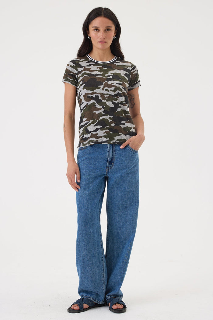 Goldie Rebel Ringer Boy Tee in Camo available at Barbara Katz