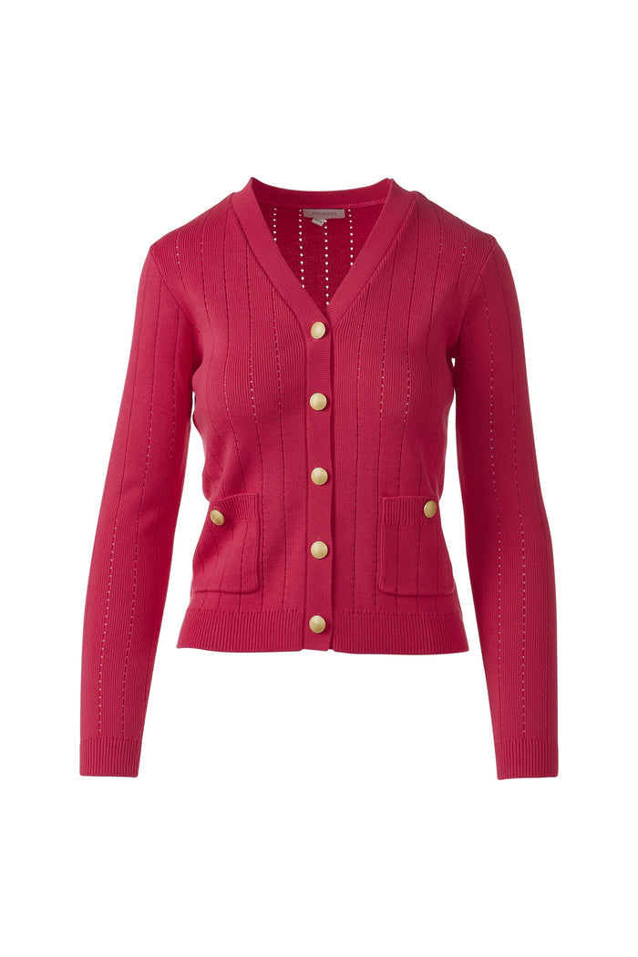 Kinross Rib Button Front Vee Cardigan available at Barbara Katz