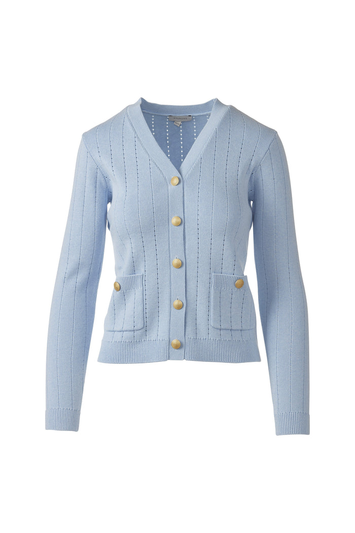 Kinross Rib Button Front Vee Cardigan available at Barbara Katz