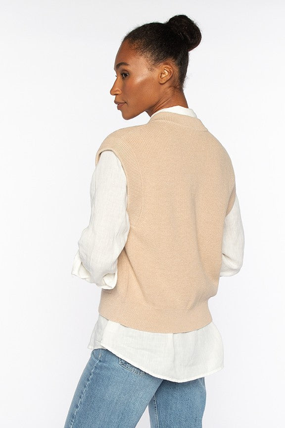 Kinross Rib Button Vest Cardigan available at Barbara Katz