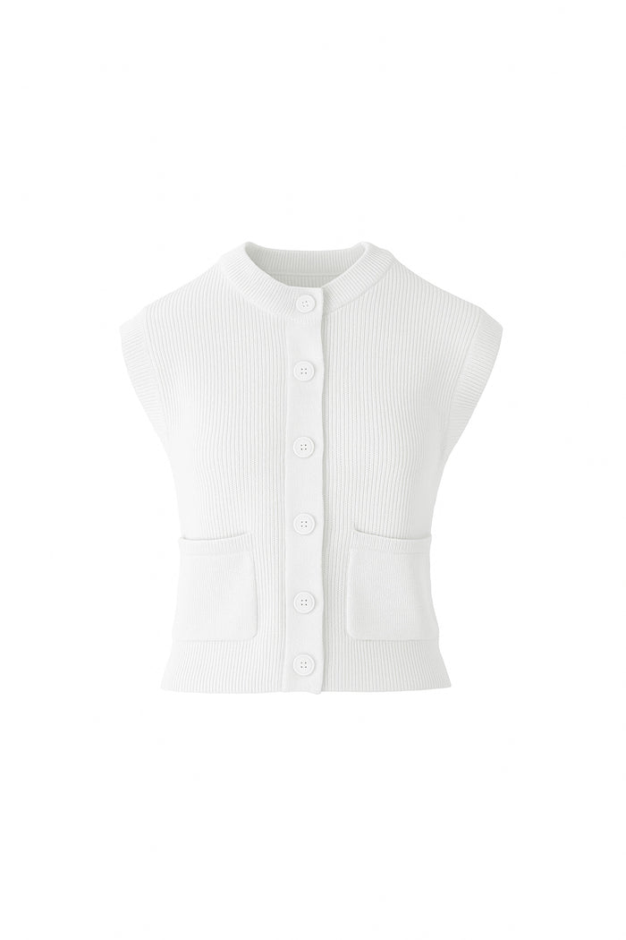 Kinross Rib Button Vest Cardigan available at Barbara Katz