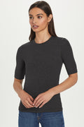 Goldie Ribbed Half Sleeve Tee available at Barbara Katz