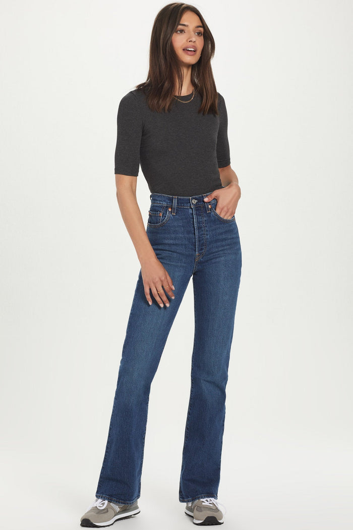 Goldie Ribbed Half Sleeve Tee available at Barbara Katz