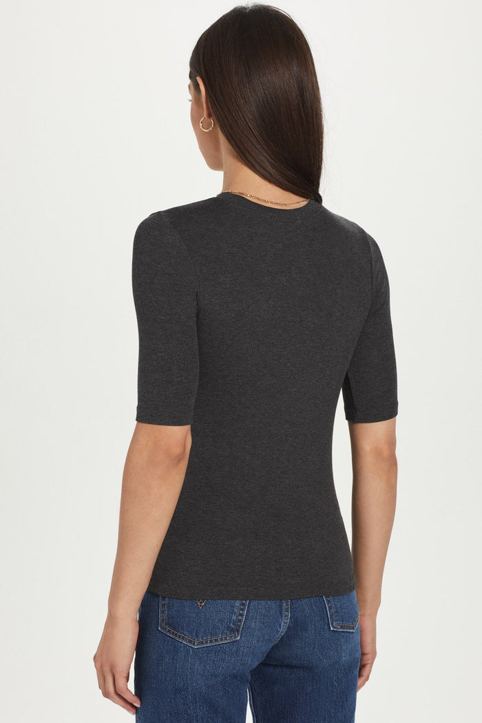 Goldie Ribbed Half Sleeve Tee available at Barbara Katz